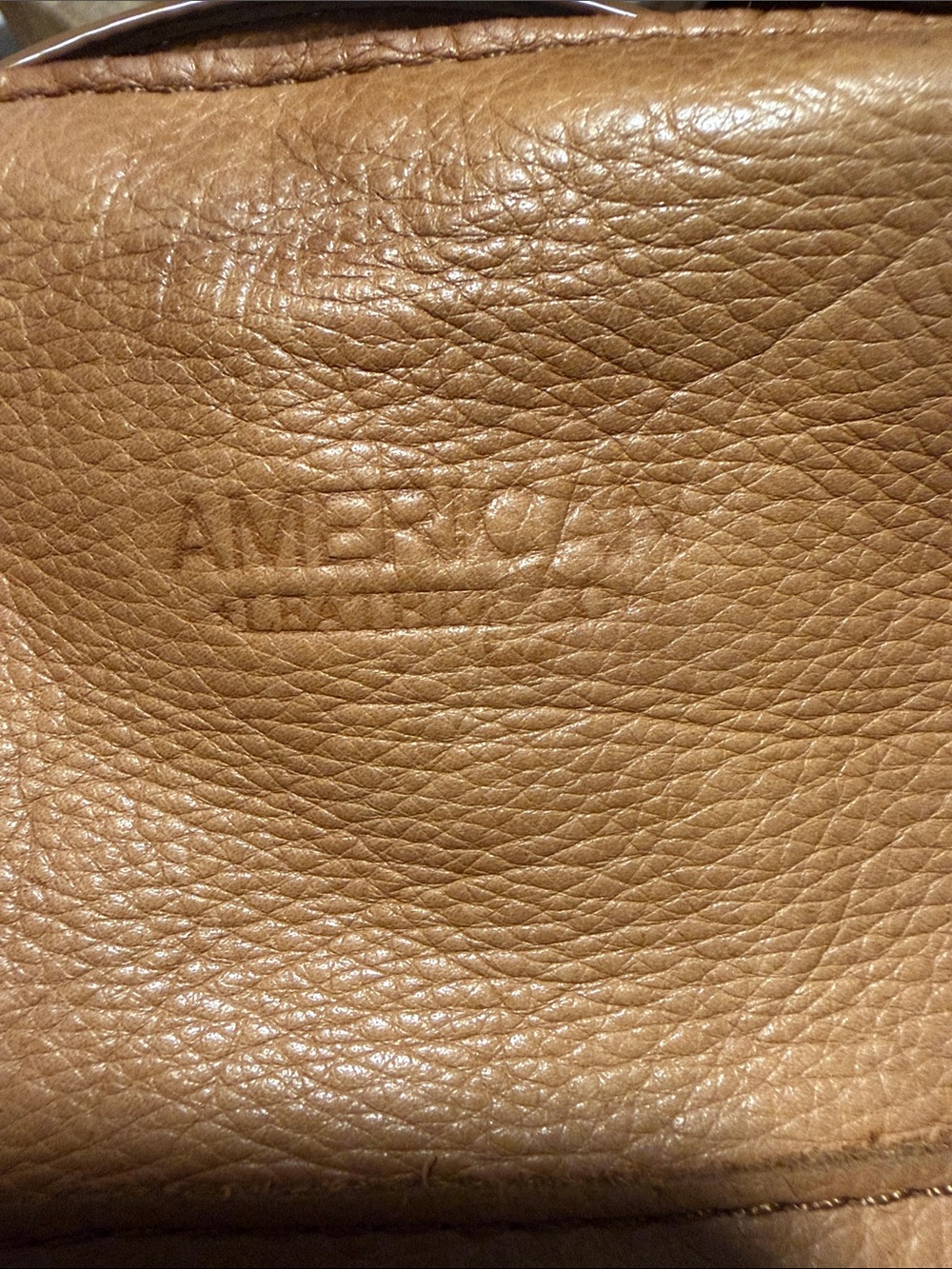 American Leather Co.Classic Tan Leather Crossbody Tote Bag with Front Zip Pocket - Picture 10 of 14